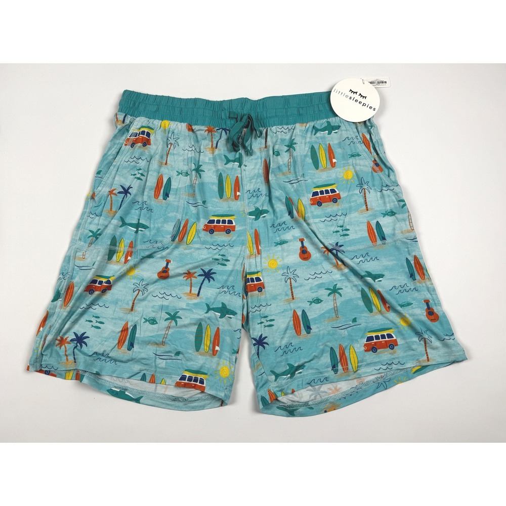 Little Sleepies Men's Pajama Shorts Surf Life Print‎ Size XL NWT
